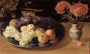Jacob van Es Still-Life of Grapes, Plums and Apples oil painting